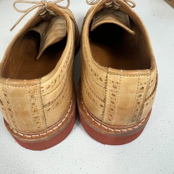 Allen Edmonds Shoes Mens 11.5 E Tan Leather Shannon Drive Brogue Long Wingtip - Picture 6 of 11